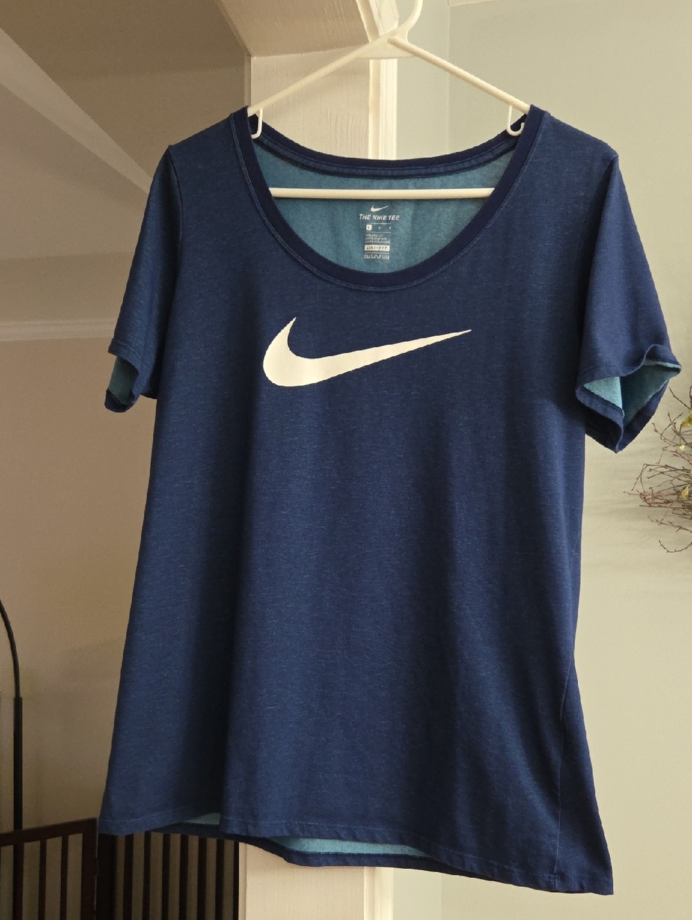 Nike Navy Blue Dri-Fit Short-Sleeve Tee with White Swoosh